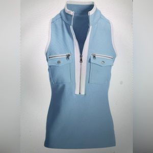 New Boston Proper Sleeveless Zip Top